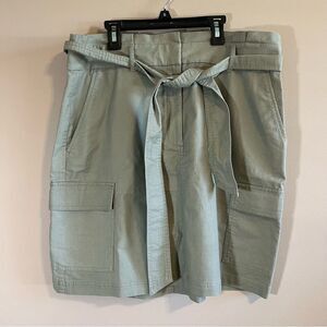 ✨ LOFT Cargo Skirt Olive Green Cotton Lyocell Paperbag Waist Belt 14 NWT